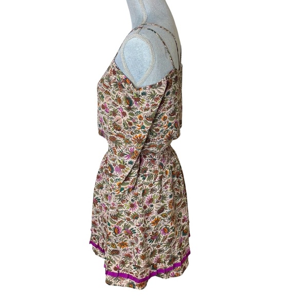 Anthropologie Floreat Mini Dress Floral Pleated Layered Ruffle Cottage 00P - Picture 6 of 13